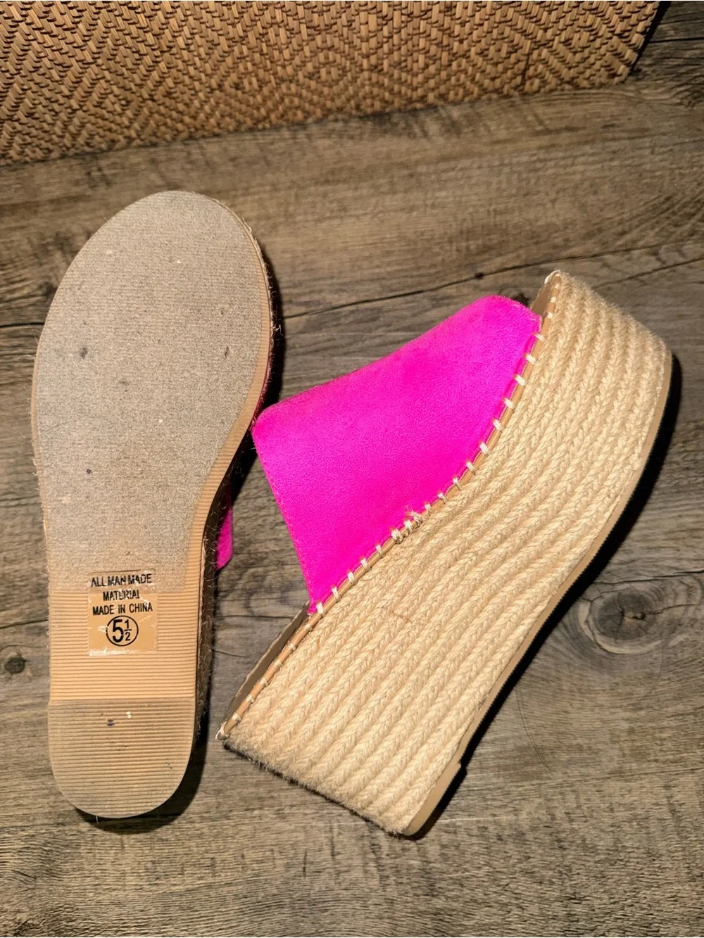 Soda Neon Pink Espadrille Platform Slide